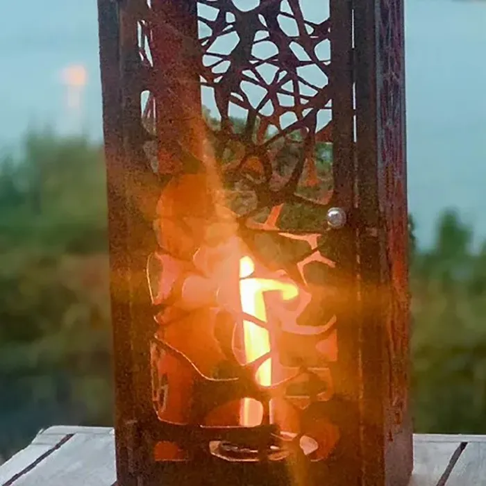 portable corten steel candle holder lantern (4)